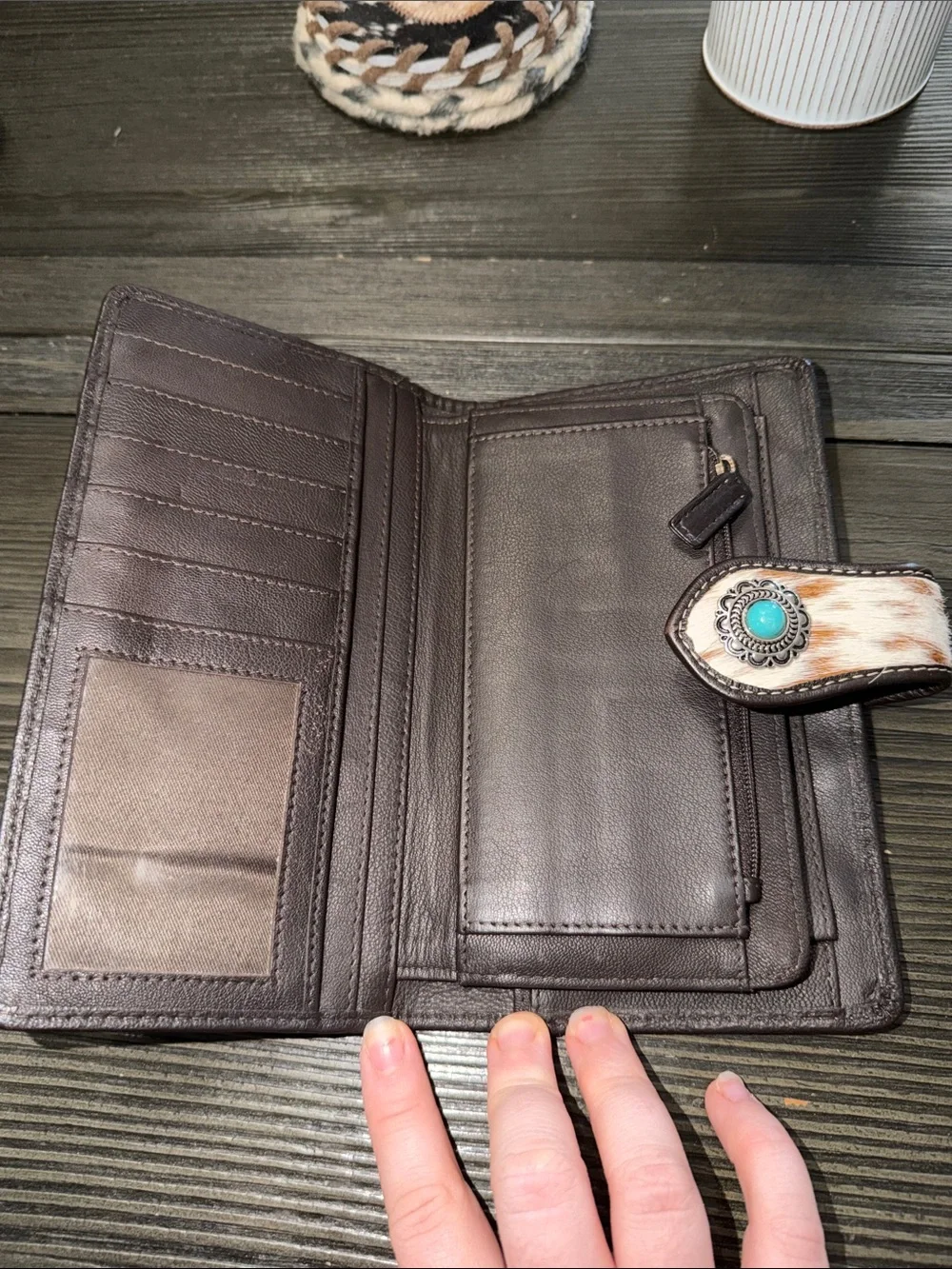 Montana West Beige Tan Brown Turquoise Accent Wallet